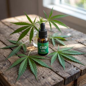 An array of premium CBD products arranged in a sleek, modern design